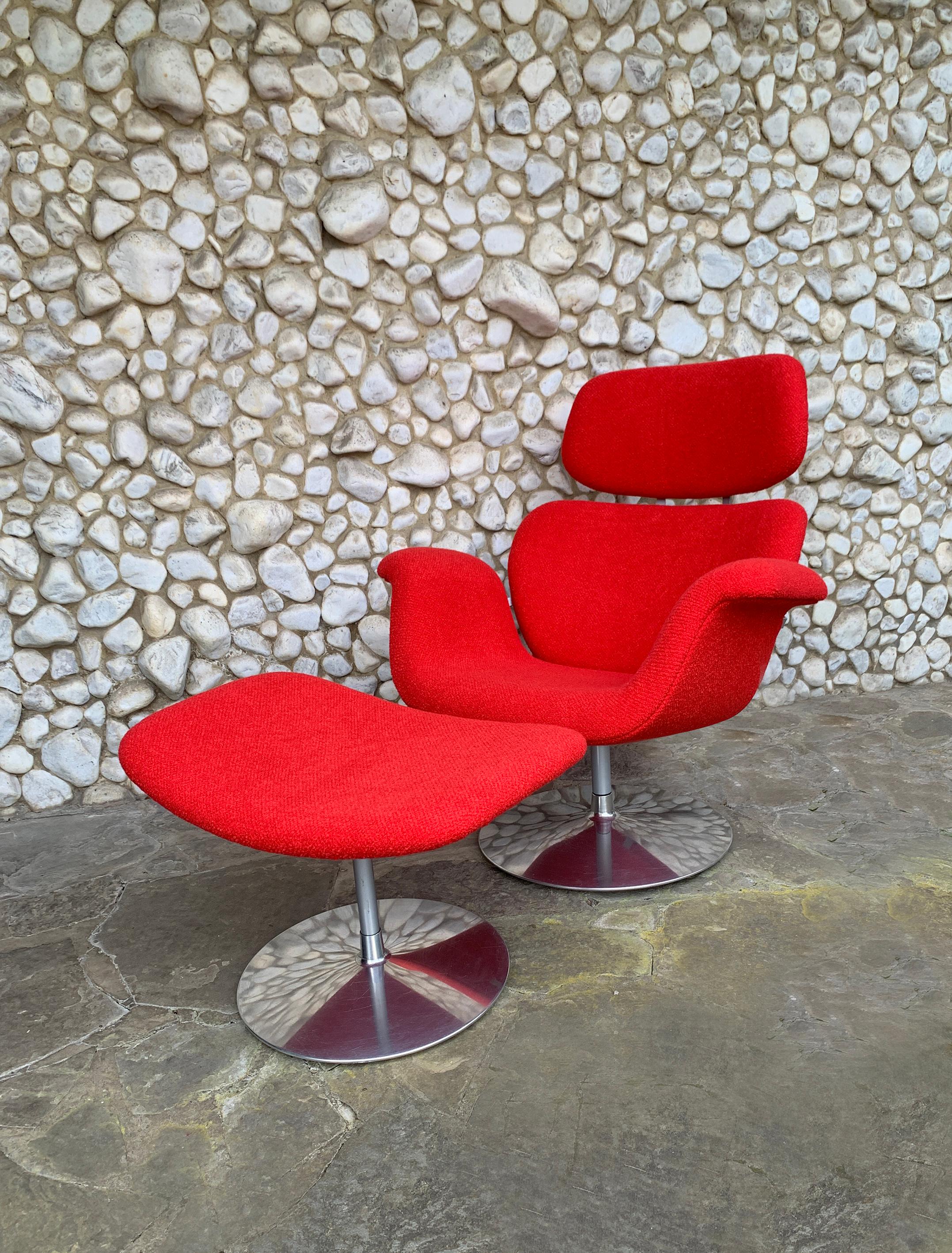 Big Tulip Lounge Chair and Ottoman by Pierre Paulin for Artifort, 1980s In Good Condition In Vorst, BE