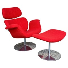 Silla de salón y otomana Big Tulip de Pierre Paulin para Artifort, años 80