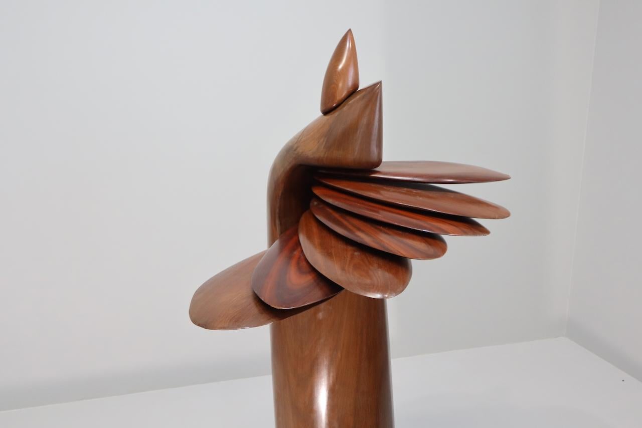 Late 20th Century Big Unic Elvio Becheroni Abstract wooden sculpture: Amazonia series For Sale