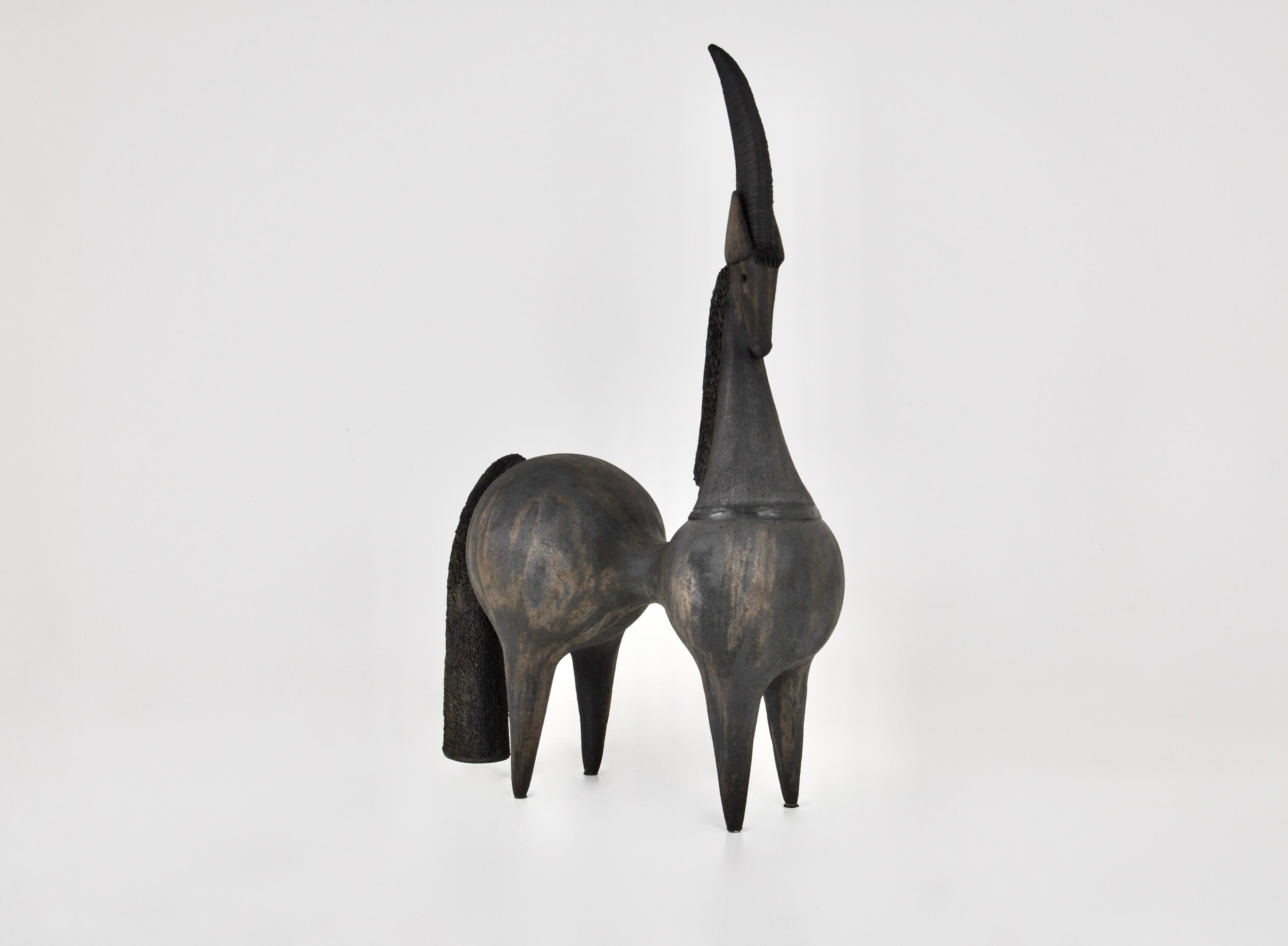 Exceptional ceramic in the shape of a unicorn by Dominique Pouchain.
 
