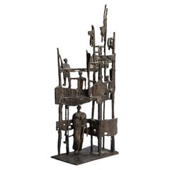 Big Unique Mid Century Bronze Sculpture by German Artist Theo Bechteler 60ties