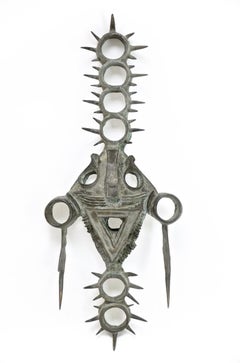 Big Unique Signed MidCentury African Mask Bronze by German Artist Manfred Strake