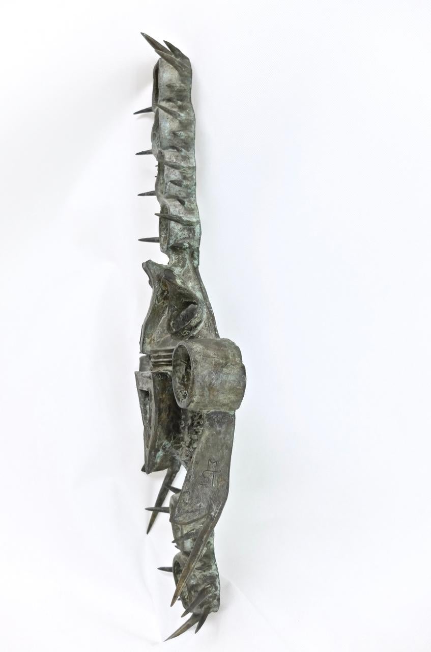 Große, einzigartige, signierte afrikanische Maske aus Bronze des deutschen Künstlers Manfred Strake aus der Jahrhundertmitte (Deutsch) im Angebot