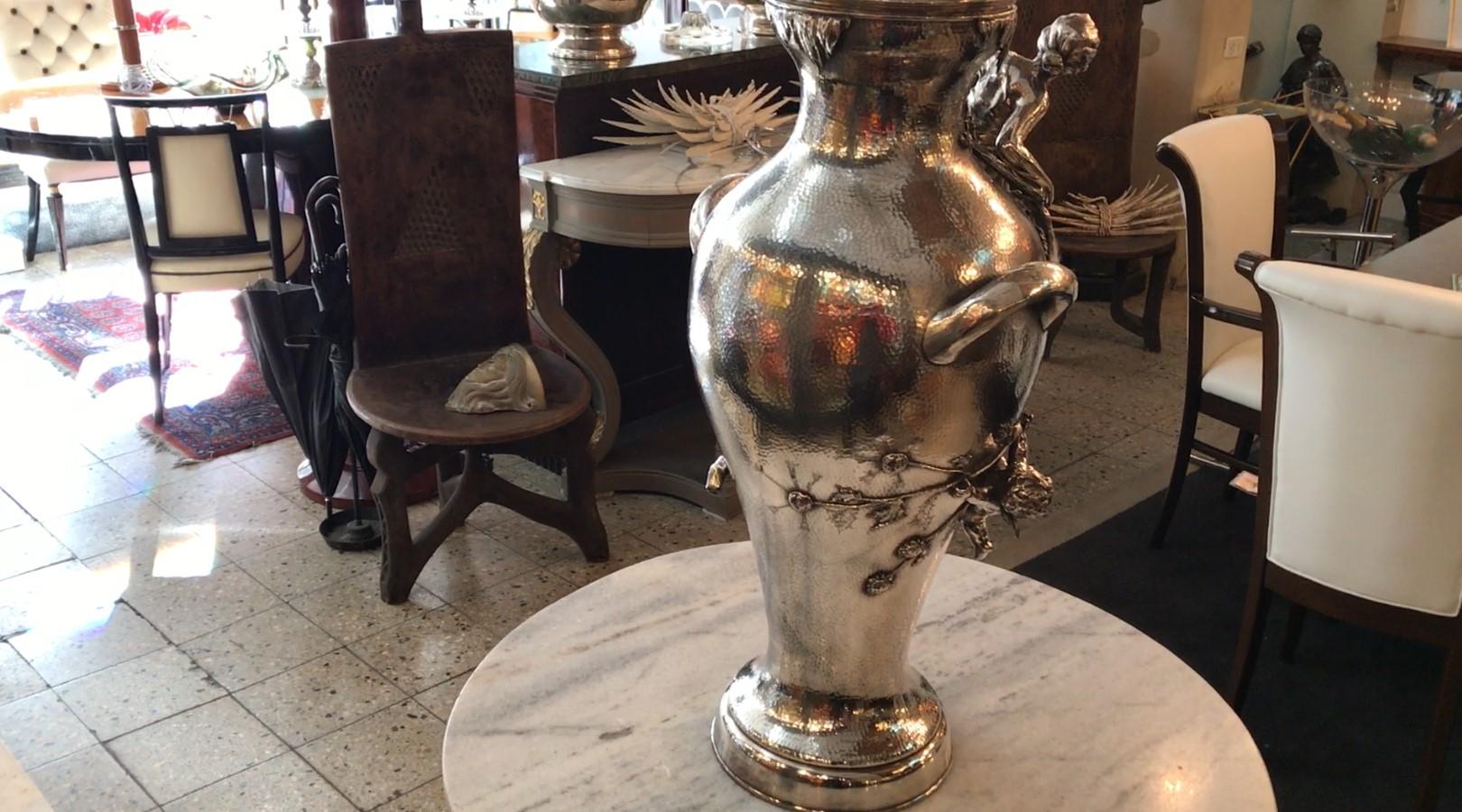 Big Vase Orivit, German, 1906 in Silver, Art Nouveau, Sign, Orivit For Sale 9