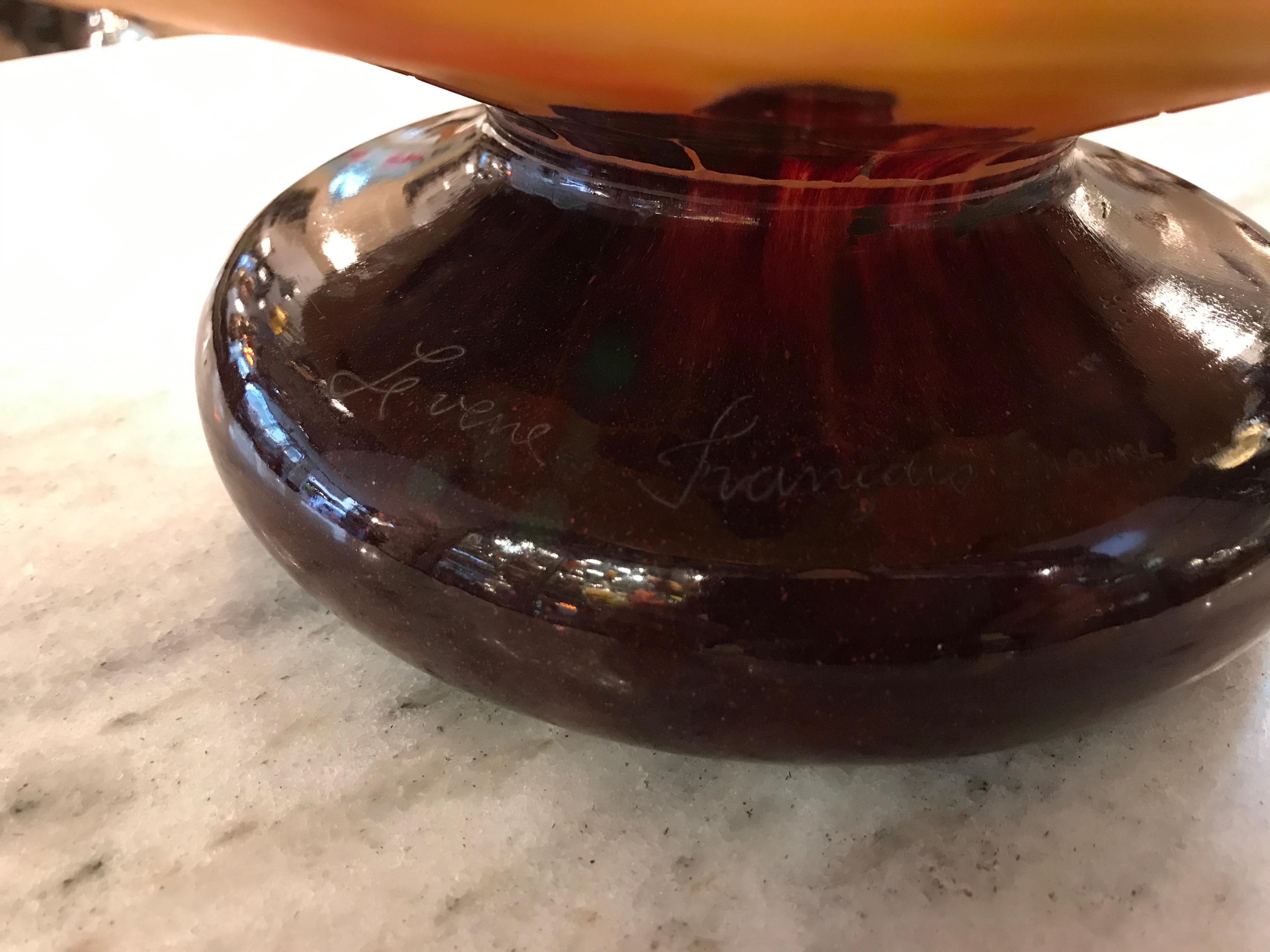  Big Vase Sign: Le Verre Francais ( Decoration Marrons ) Style: Art Nouveau For Sale 1