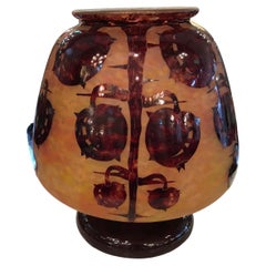 Big Vase Sign: Le Verre Francais ( Decoration Marrons ) Style: Art Nouveau