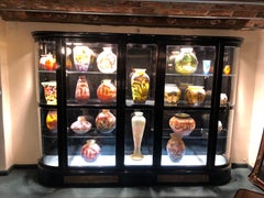 Big Vase, Sign: Muller Freres Luneville, (Roses Flowers) Jugendstil, Art Nouveau