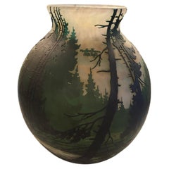 Grand vase, signé Muller Freres Luneville, style Jugendstil, Art nouveau, liberté
