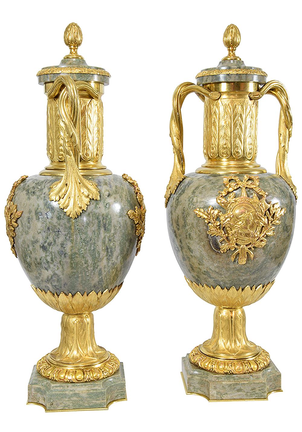 Bronze Big Vases in Marble 