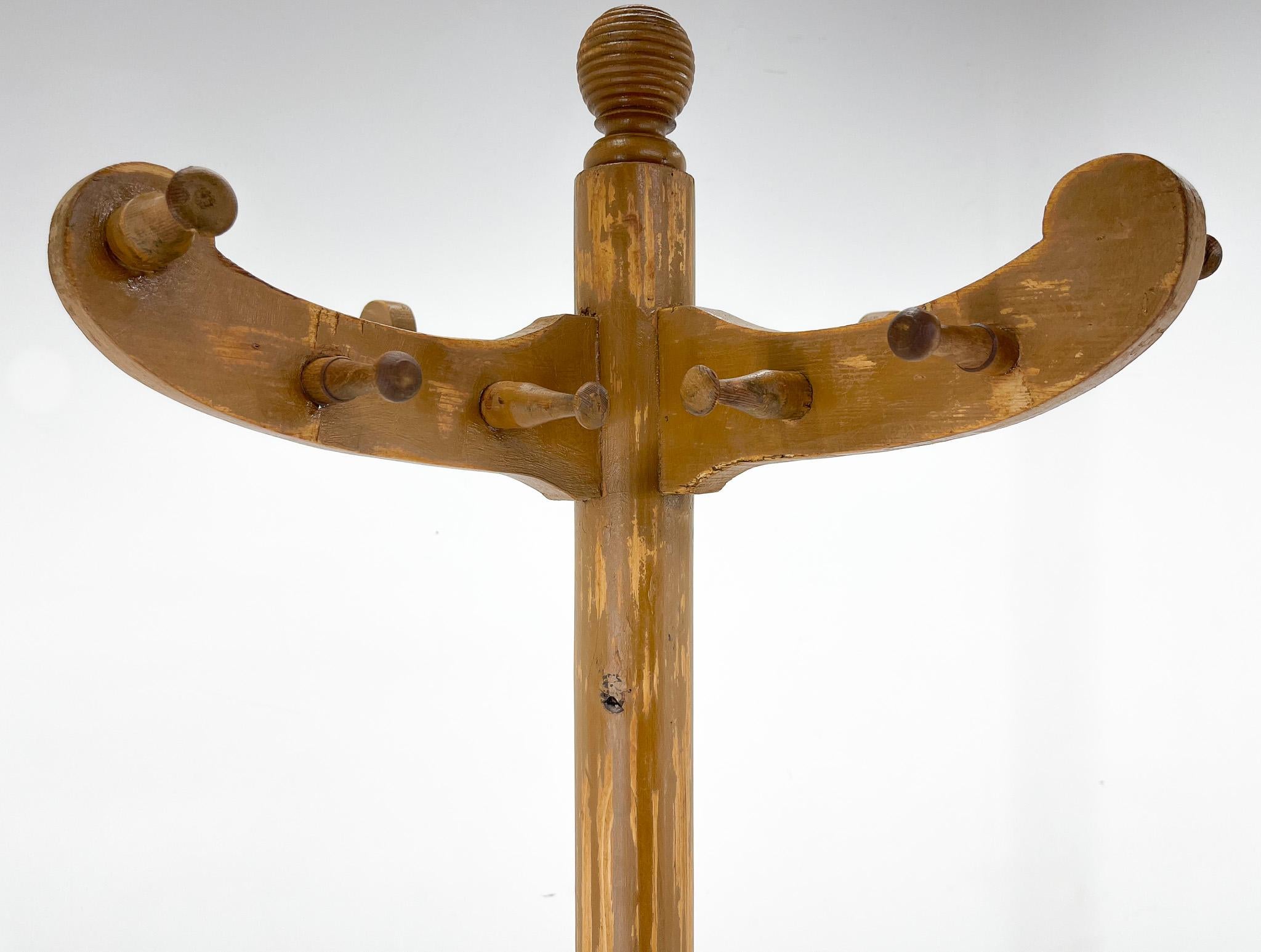 Big Vintage All-Wood Coat Stand, Czechoslovakia, 1950s For Sale 4