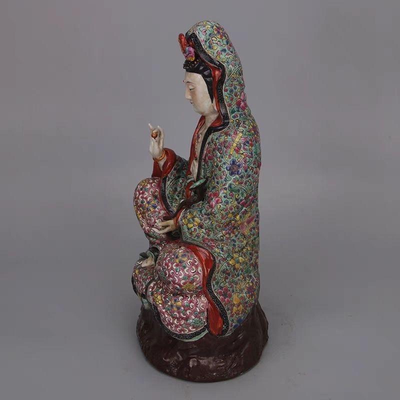 20th Century Big Vintage Porcelain Buddha Statue With Mark of Jingdezhen Zeng Longshen