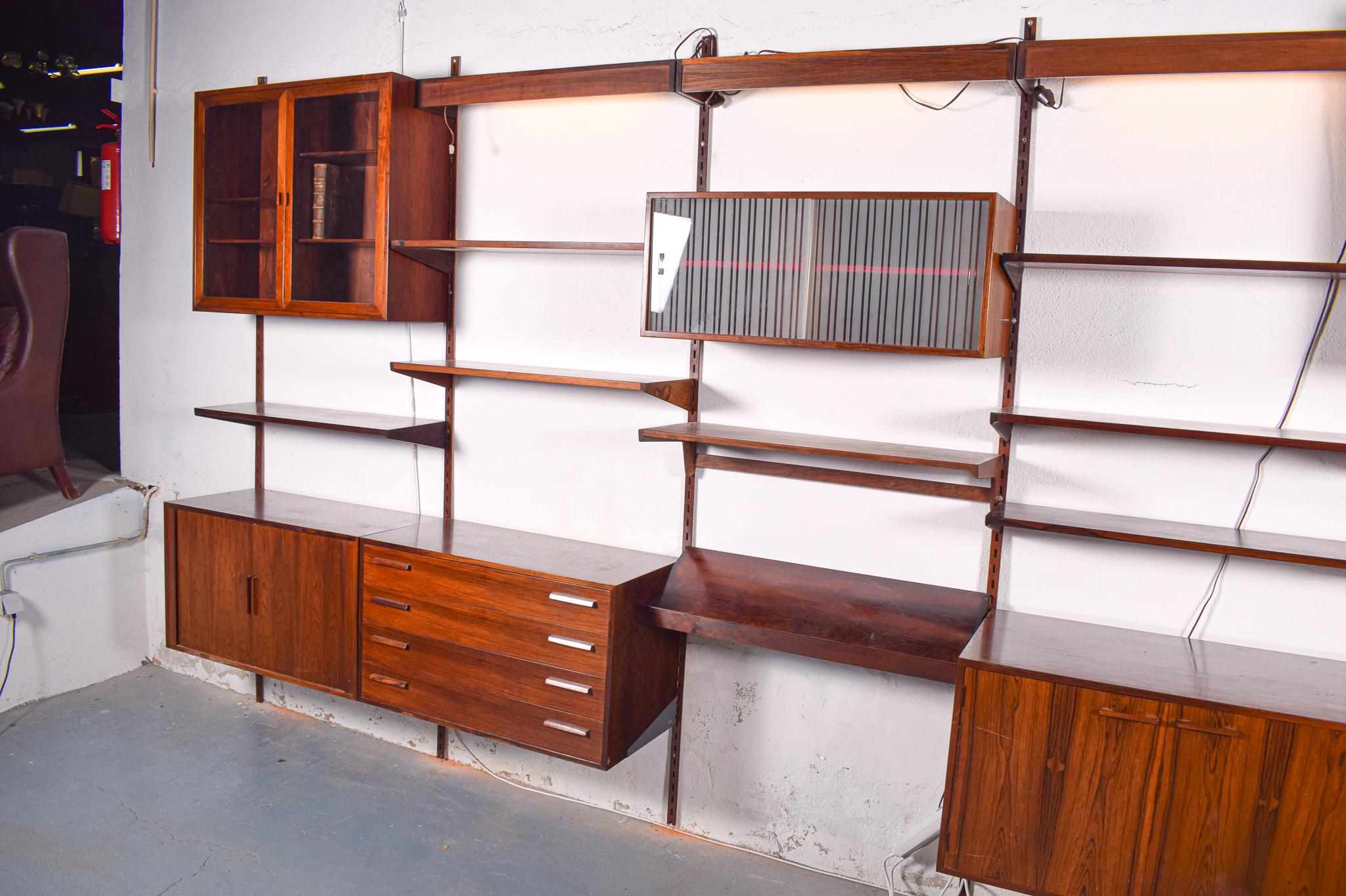 Mid-20th Century Big Wall Unit by Kai Kristiansen for FM Mobler in Rosewood, 1960