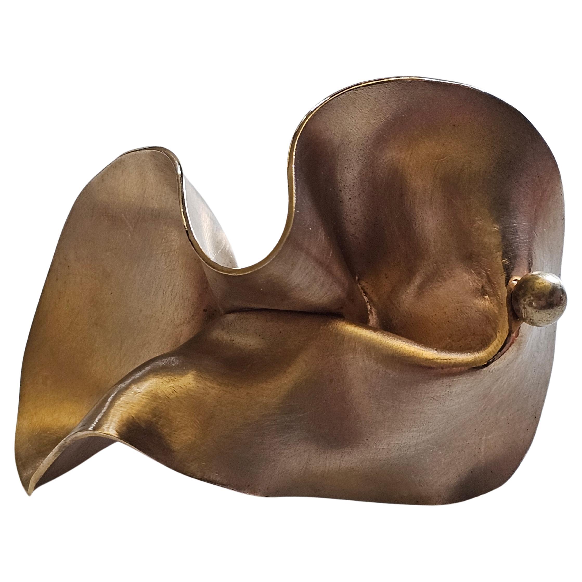 Alina Alamorean Big Waterlily Sculptural Contemporary Statement Ring Rose Bronze For Sale