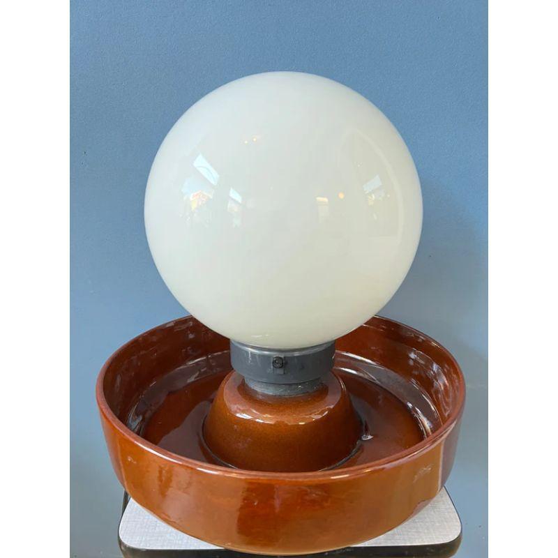 Große Keramik-Tischlampe mit Glasschirm, Großwestdeutschland (Deutsch) im Angebot