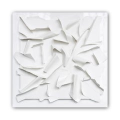 Big White "Esplosioni" Painting by Italian Artist Eugenio Galli, Wall Sculpture
