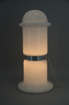 Big White Glass Floor Lamp by Karel Volf, Czechoslovakia, 1970s