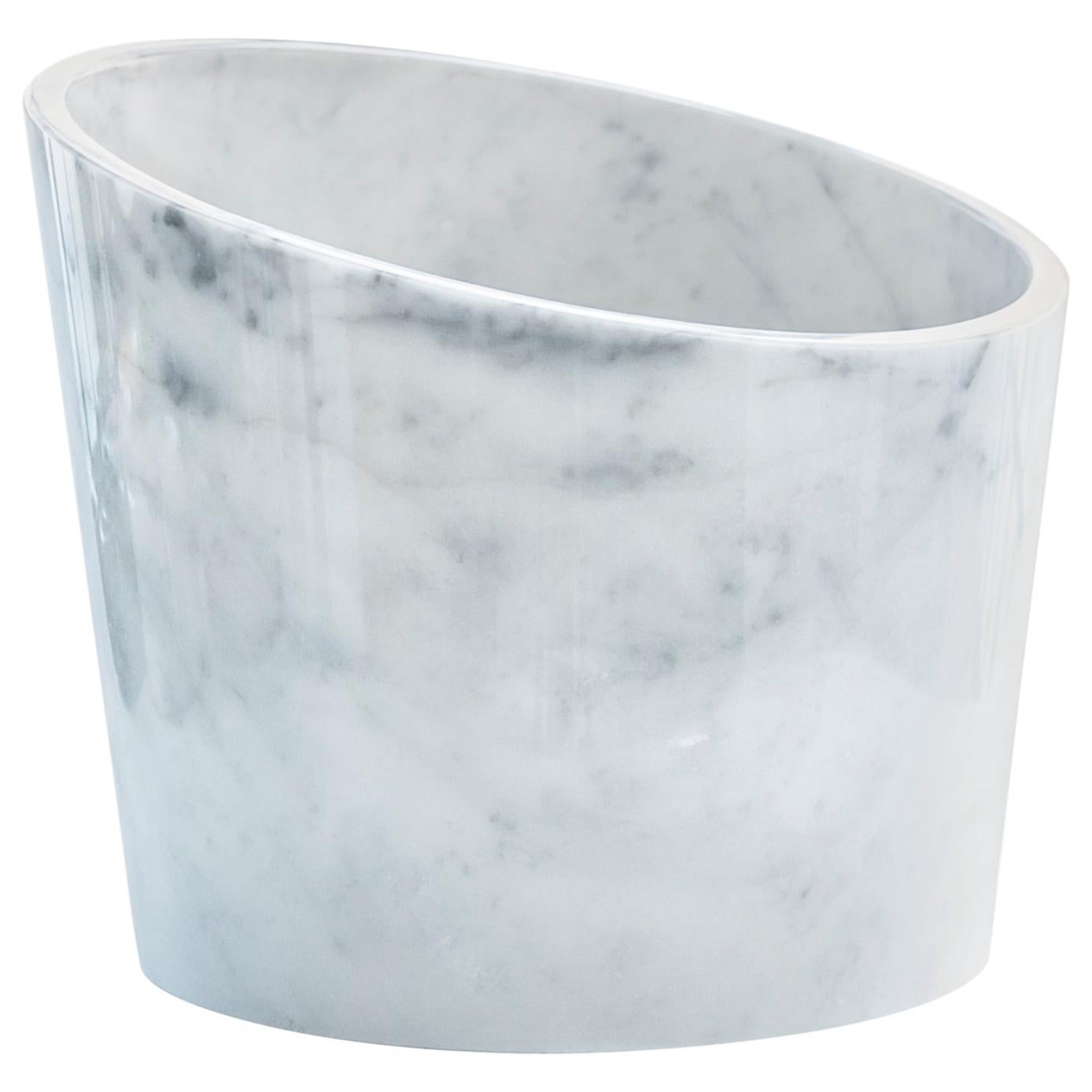 Handmade Big White Carrara Marble Glacette For Sale