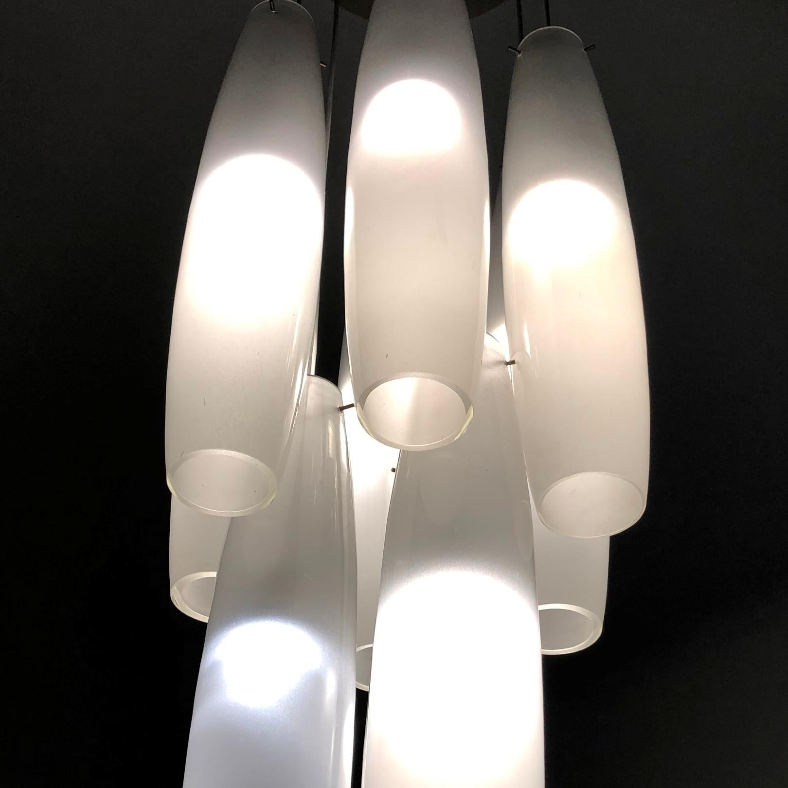 Big White Nine Pendant Chandelier Attributed to Alessandro Pianon, Italy, 1960s im Angebot 1