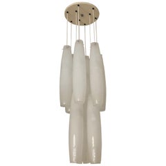 Big White Nine Pendant Chandelier Attributed to Alessandro Pianon, Italy, 1960s