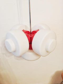 Big White and Red Chandelier from Napako, 1970s
