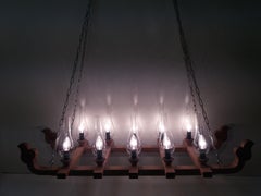 Big Wooden Chandelier, 1940s