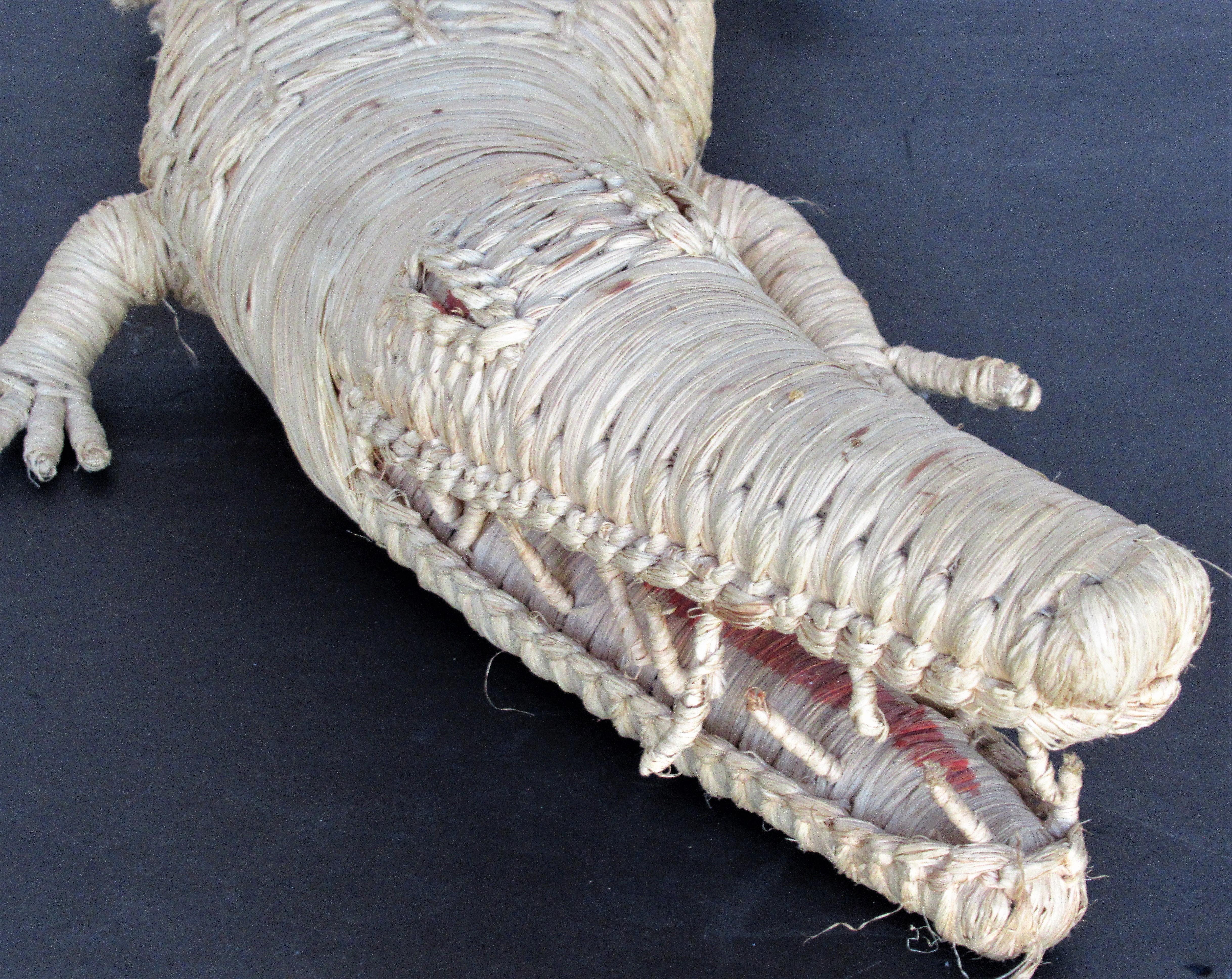 20th Century Big Woven Wicker Alligator