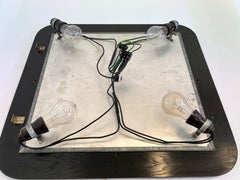 Grand plafonnier ou applique murale Bauhaus XXL en laiton et verre, années 1940