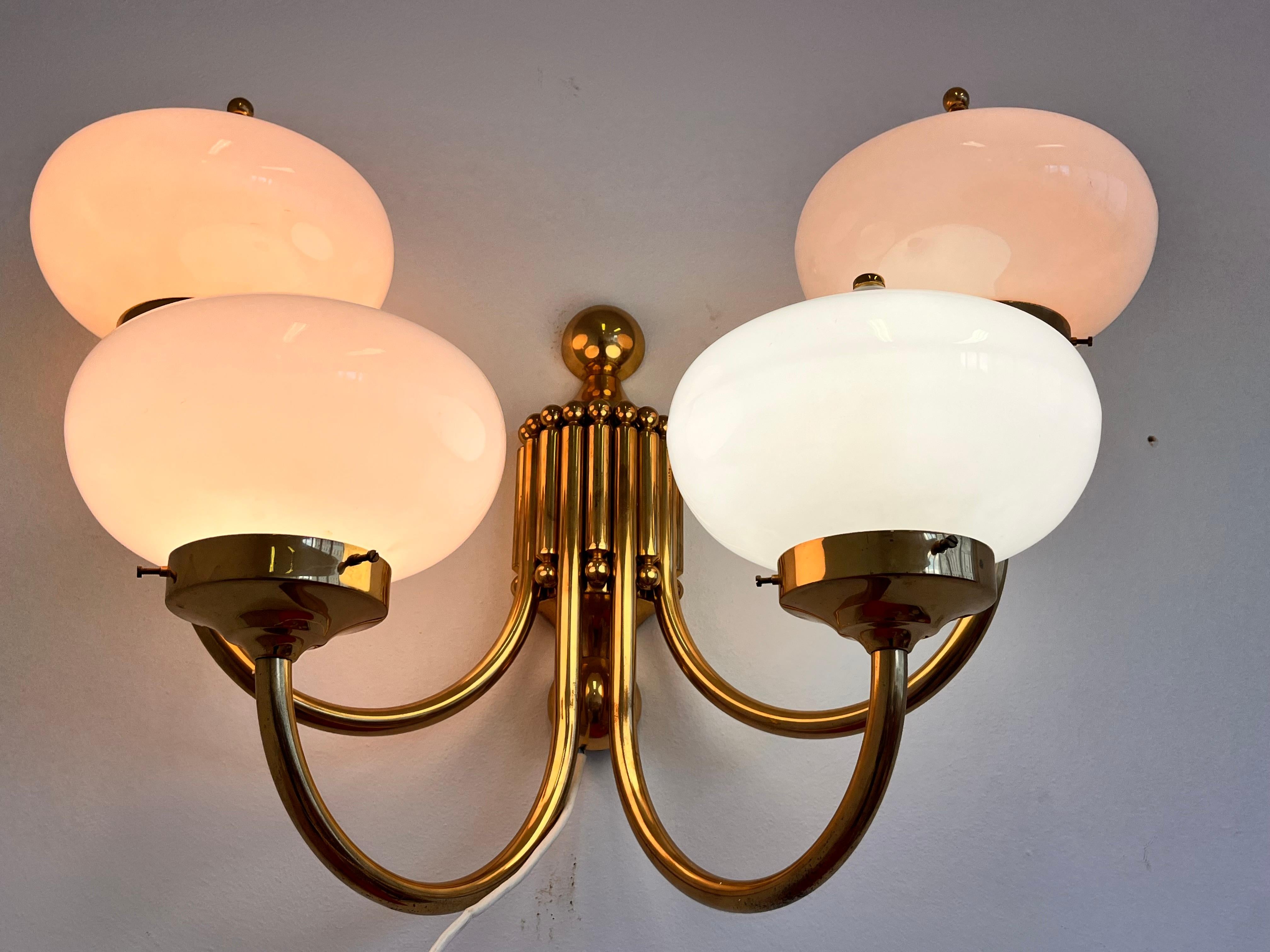 Czech BIG XXL brass and glass Wall Lamp in ART deco, Art Nouvea style- around 1980s For Sale