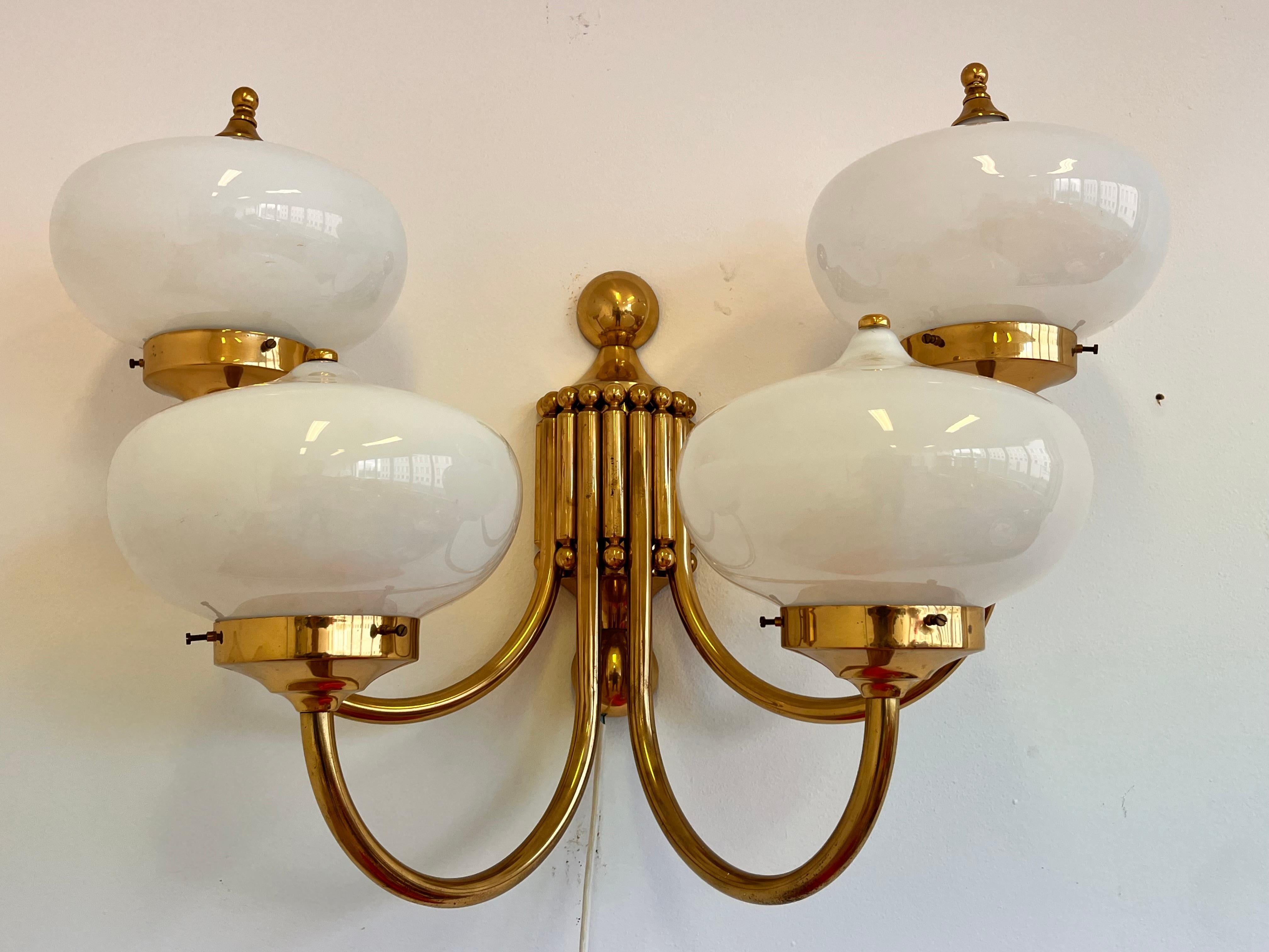 BIG XXL brass and glass Wall Lamp in ART deco, Art Nouvea style- around 1980s For Sale 1