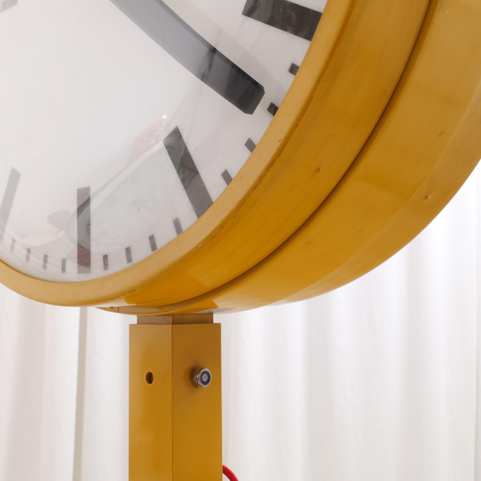 Big Yellow Double Sided Train Station Clock with Light by Westerstrand, Sweden In Good Condition In Saarbrücken, SL