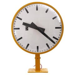Big Yellow Double Sided Train Station Clock with Light by Westerstrand, Sweden