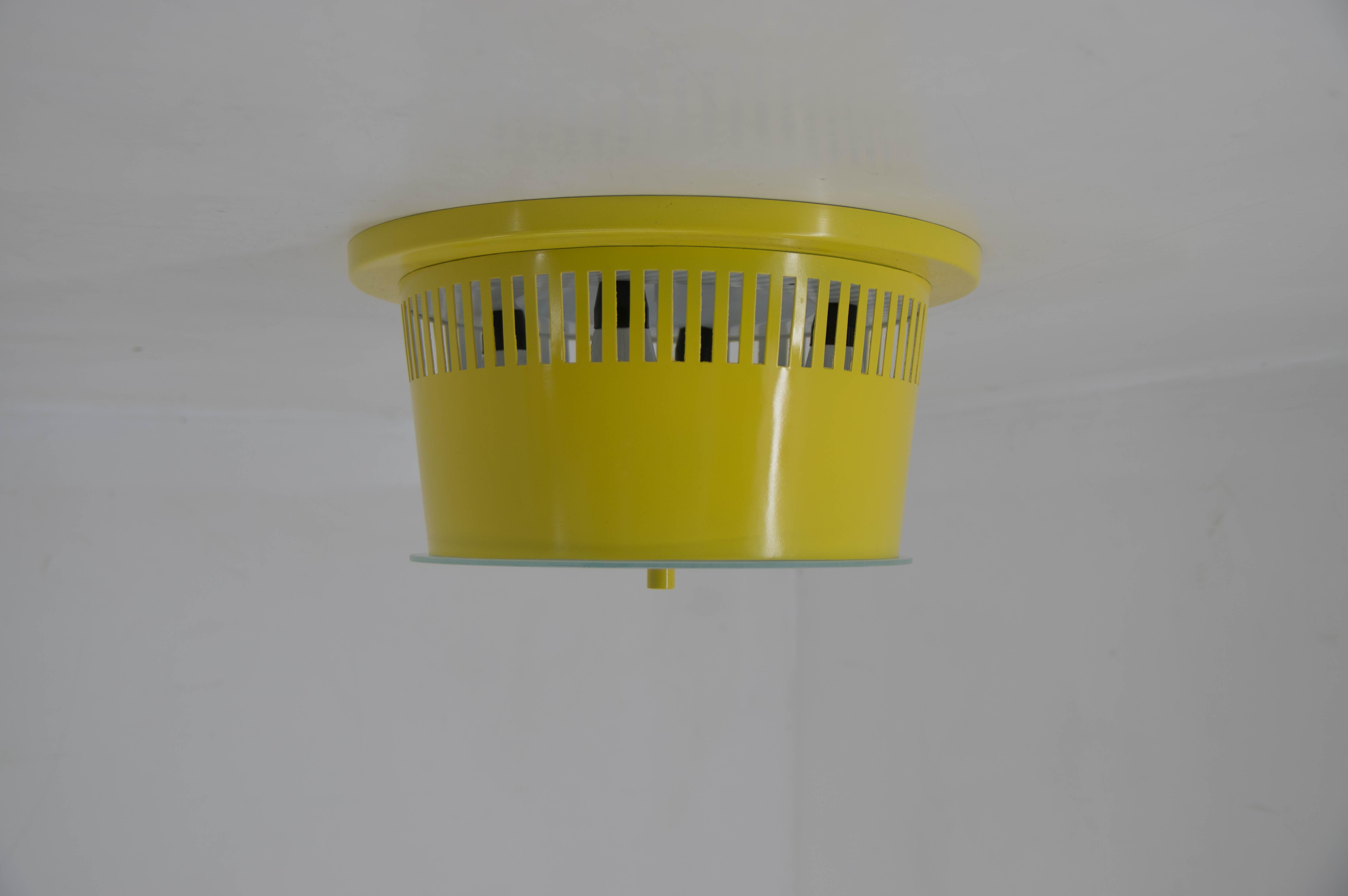 Space Age Big Yellow Flush Mount, 1960s, 4 Items Available, Restored For Sale