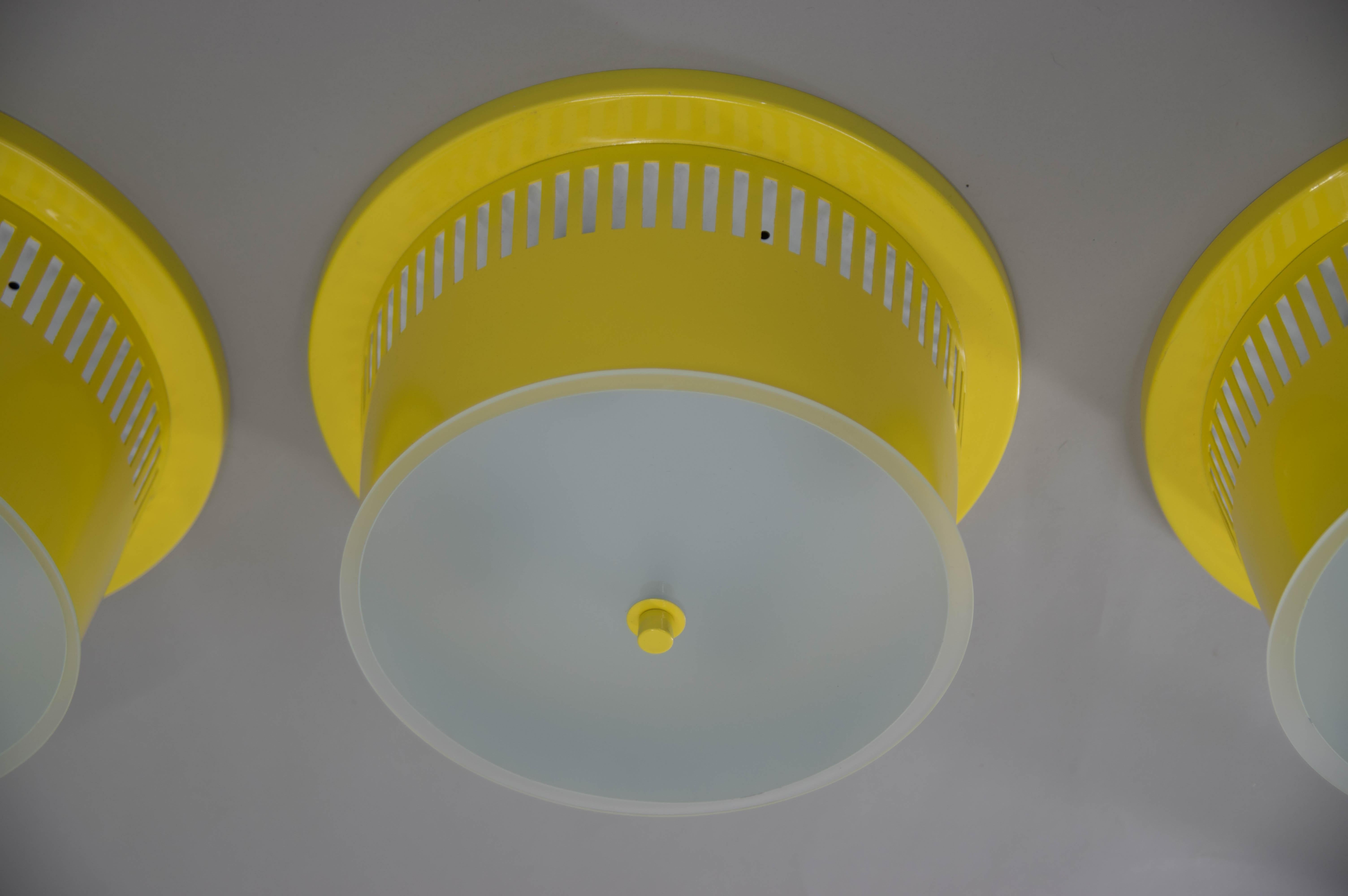 Big Yellow Flush Mount, 1960s, 4 Items Available, Restored For Sale 2