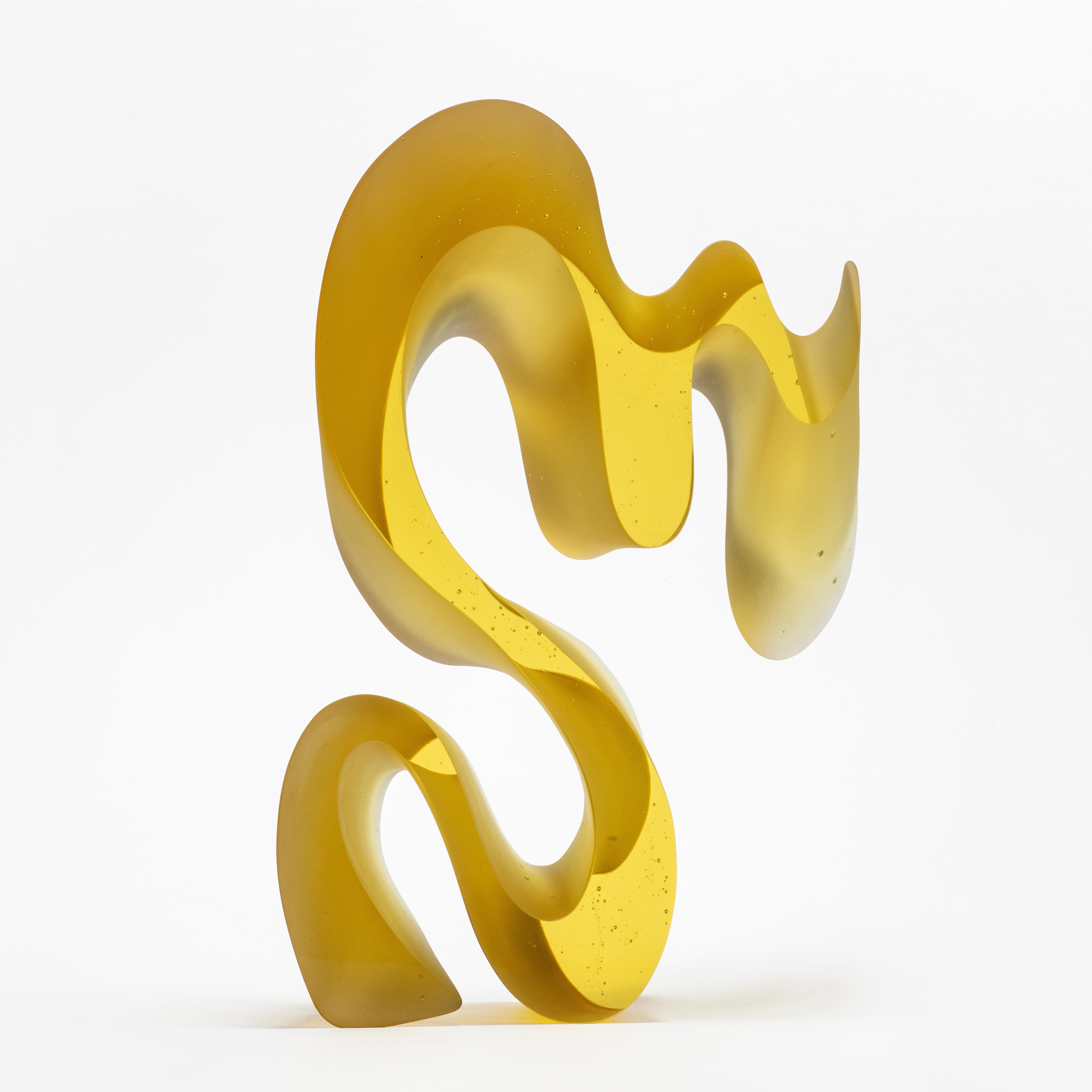 Danish Big Yellow Line, a Unique Bright Yellow Cast Glass Sculpture by Karin Mørch