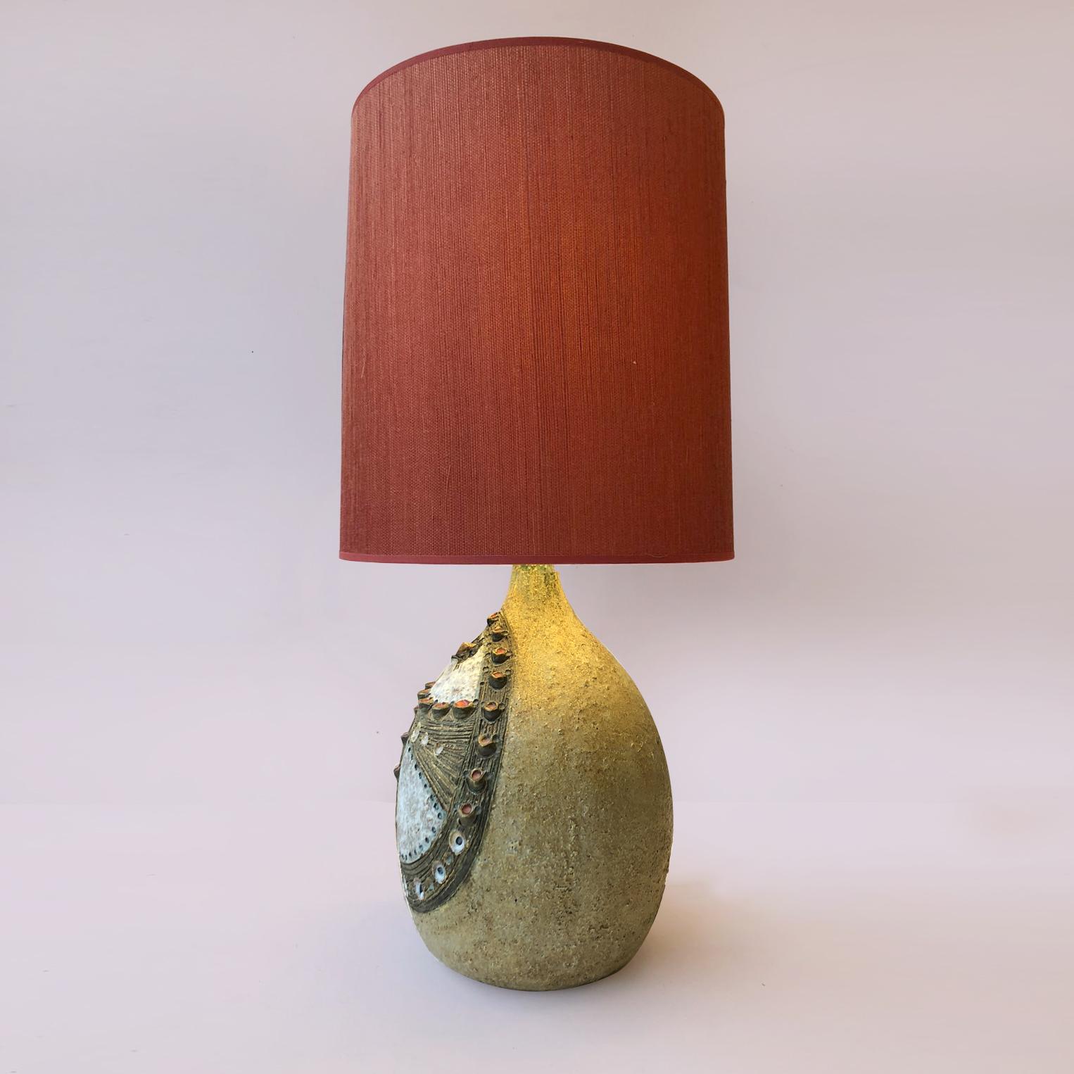 Beaux Arts Big Zoomorphic Ceramic Lamp by Raphael Giarrusso, circa 1960-1970