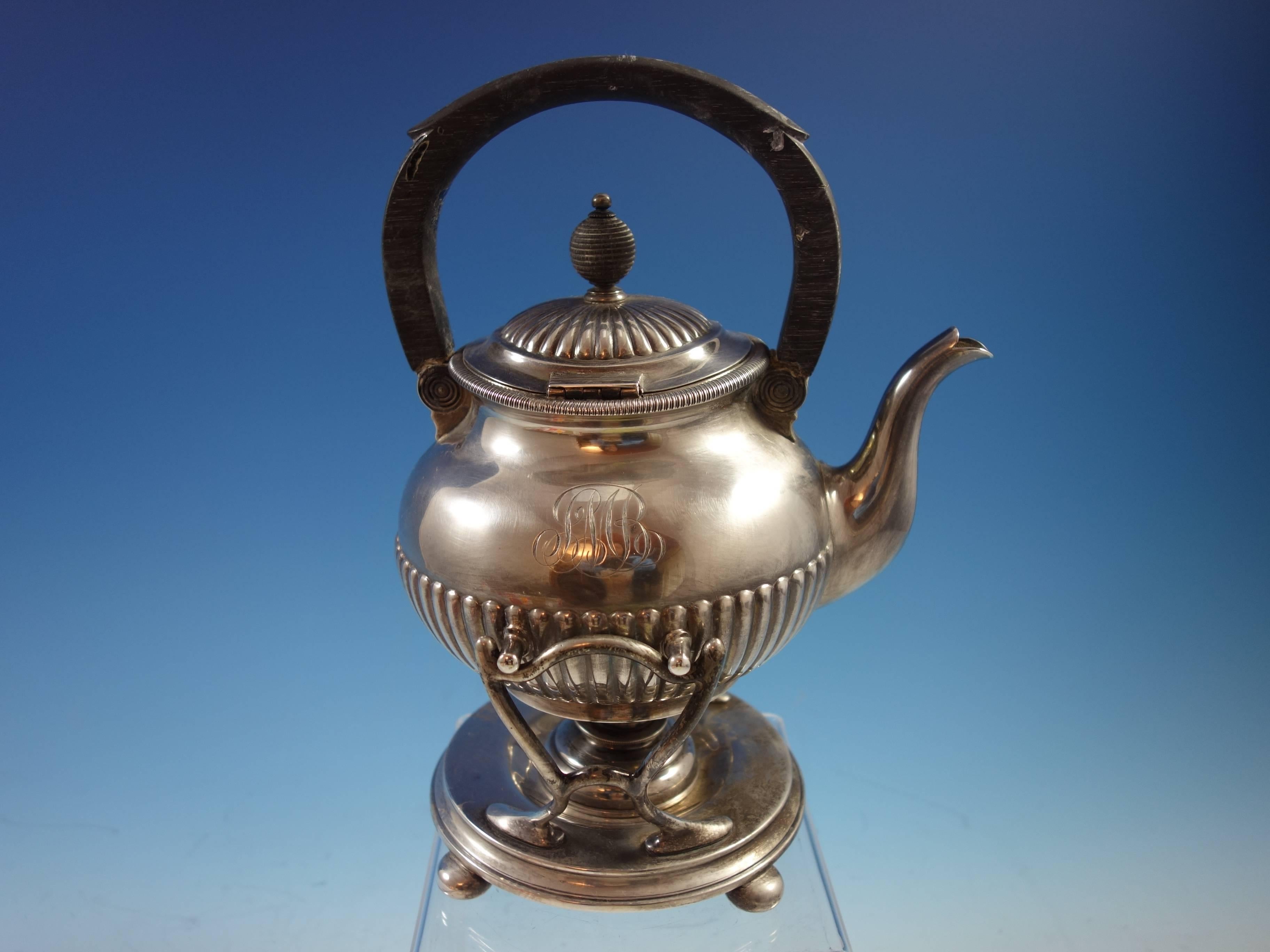 Bigelow, Kennard & Co. Sterling Silver Kettle on Stand with Ebony Hollowware 6