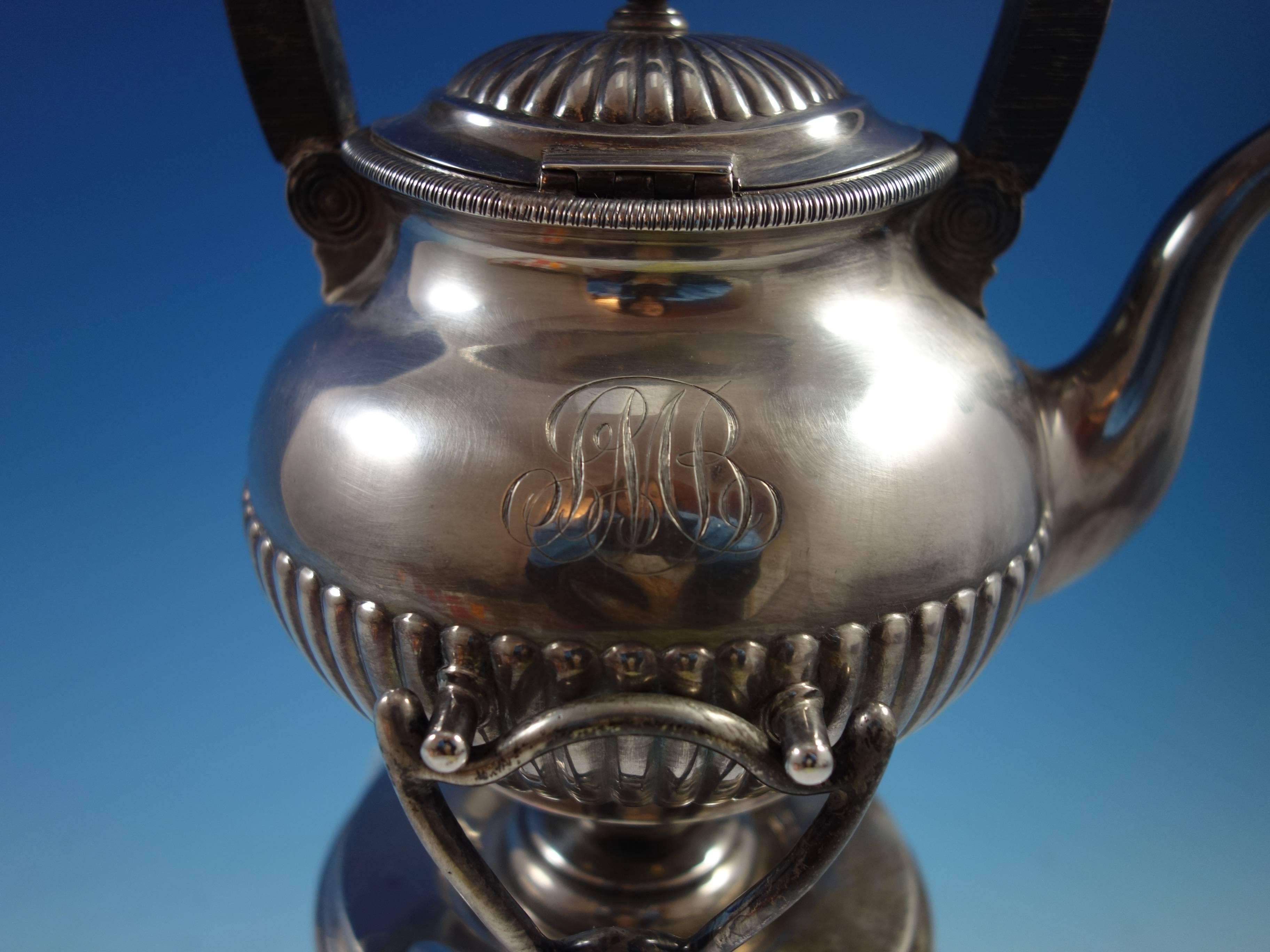 20th Century Bigelow, Kennard & Co. Sterling Silver Kettle on Stand with Ebony Hollowware