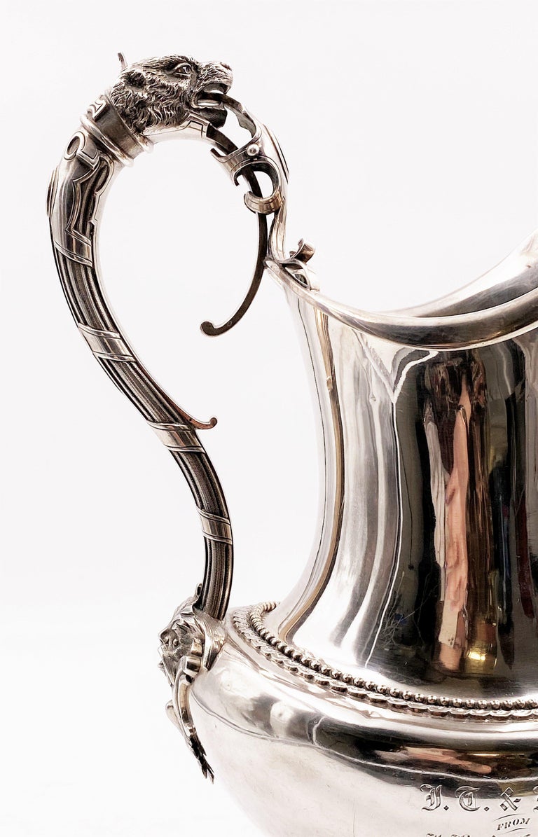 Bigelow Bros. and Kennard Coin Silver Water Pitcher Ewer For Sale at