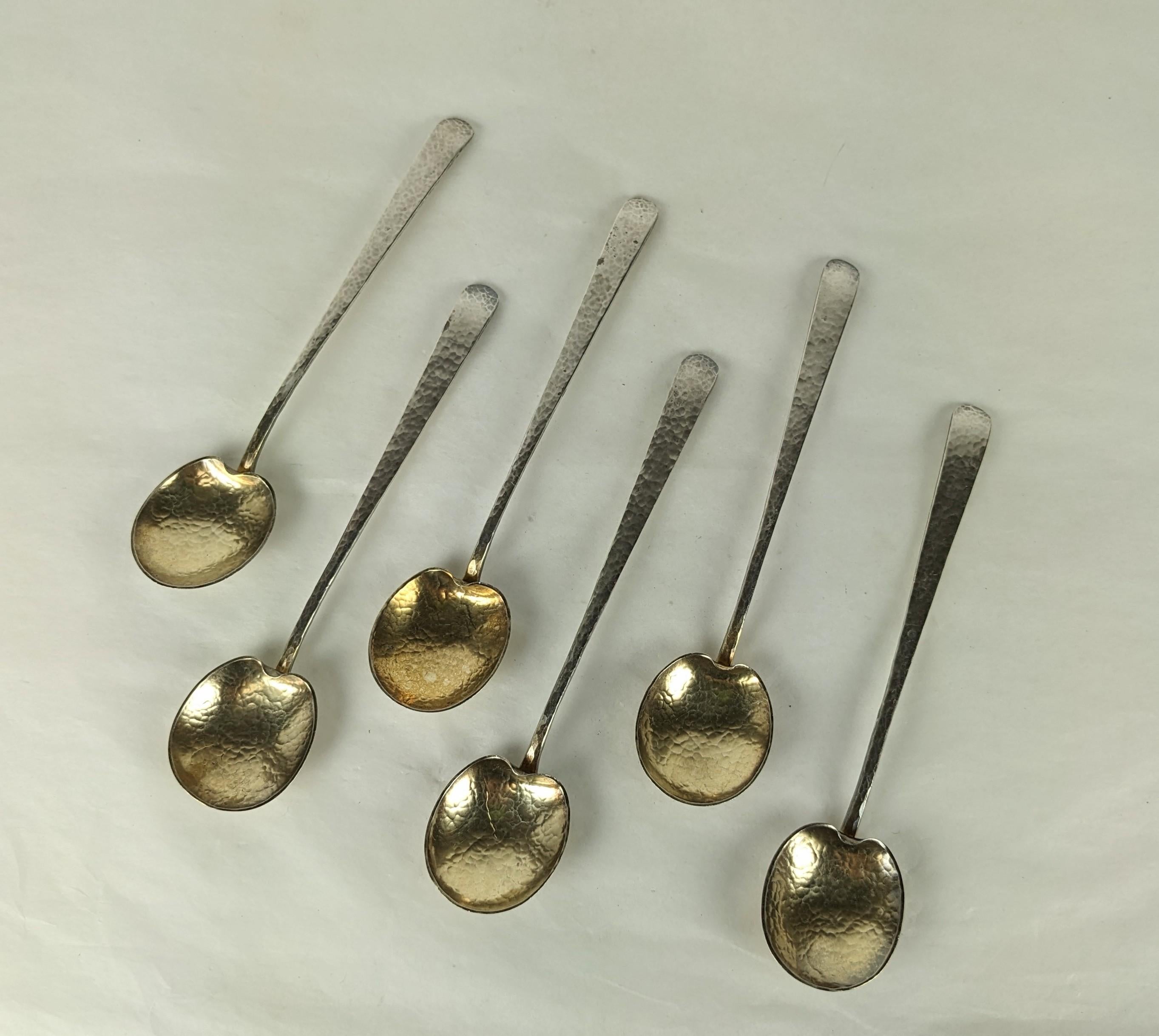 Hammered Bigelow, Kennard and Co. Arts and Crafts Sterling Spoons For Sale
