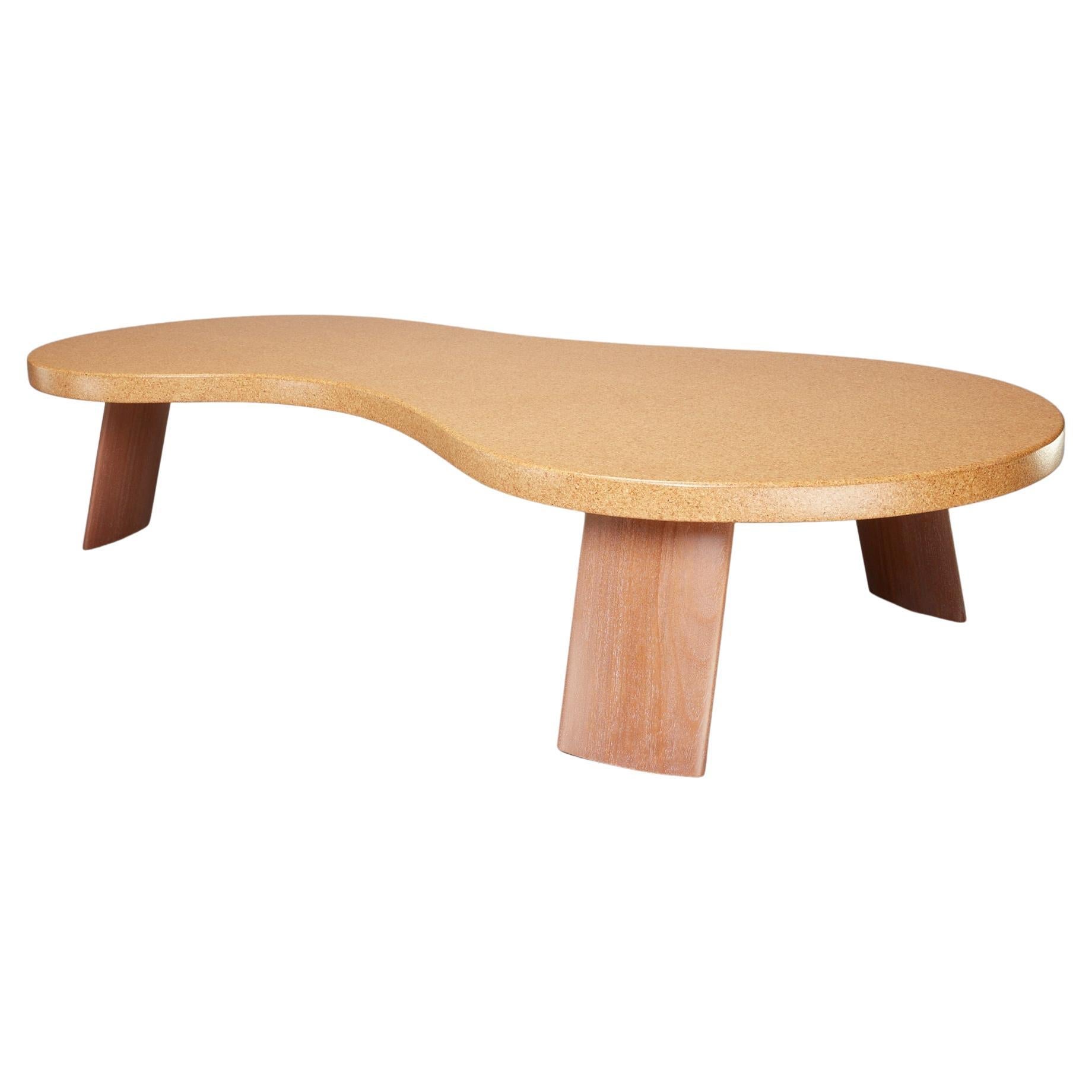 "Table basse en liège et acajou "Bigfoot