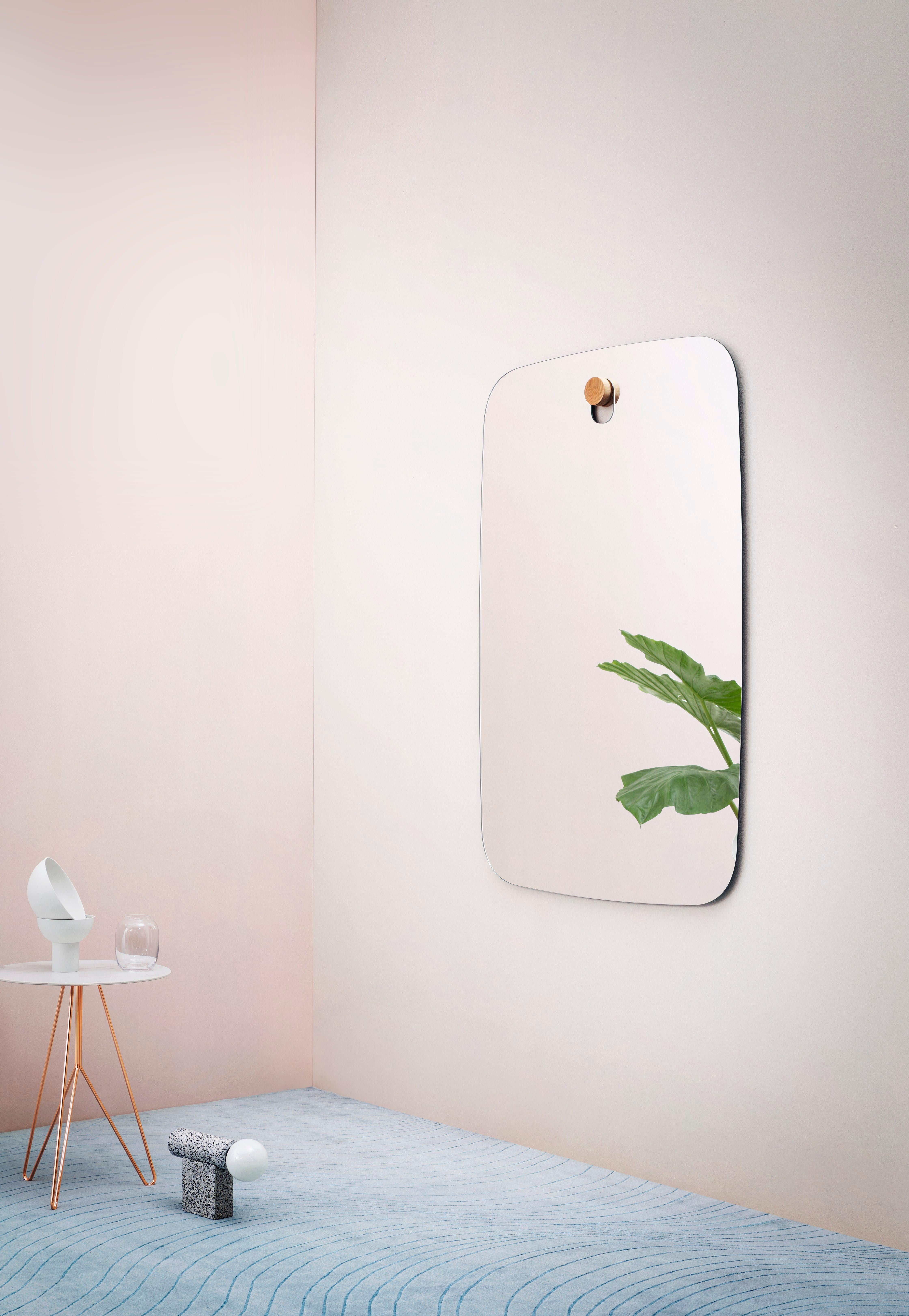 Modern Bigger Brothers Round Wall Mirror with Solid Beech Wood Peg by by Paolo Cappello For Sale