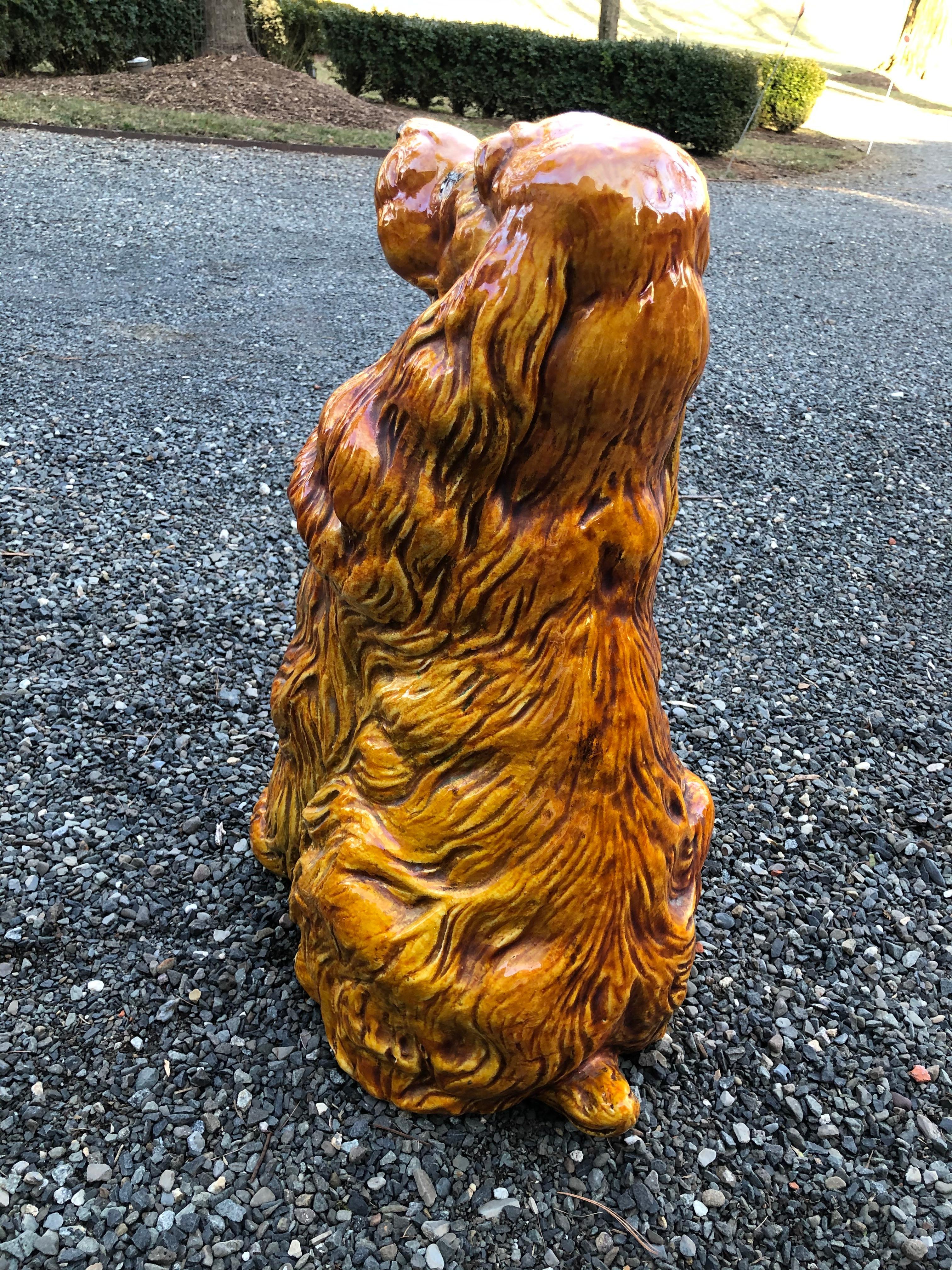 Grandeur nature Statue de chien épagneul en céramique italienne des années 1970 en vente 3