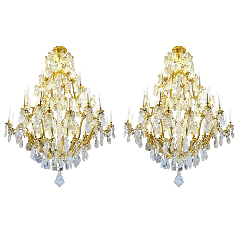 Biggest Pair Of Rock Crystal Lightings in the World By Alexandre VOSSION For Sale