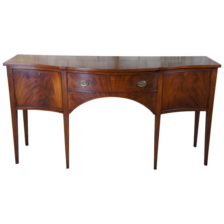 Biggs Furniture Inlaid Flamed Mahogany Federal Bow Front Sideboard Server Buffet For Sale At 1stdibs Biggs Furniture Inlaid Flamed Mahogany Federal Bow Front Sideboard Server Buffet For Sale At 1stdibs