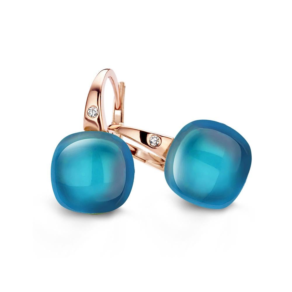 london blue topaz earrings rose gold
