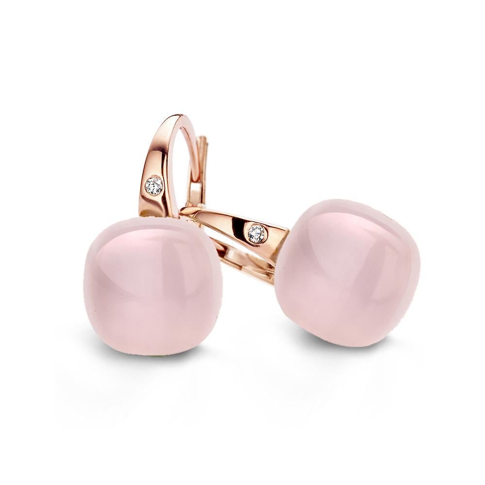 Contemporary Pink Quartz Earrings in 18kt Rose Gold by BIGLI For Sale