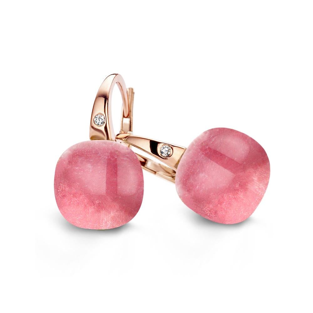 Cabochon Ruby and Rock Crystal Earrings in 18kt Rose Gold by BIGLI For Sale