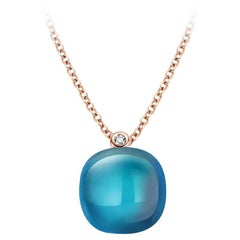 Blue Topaz Pendant in 18kt Rose Gold by BIGLI