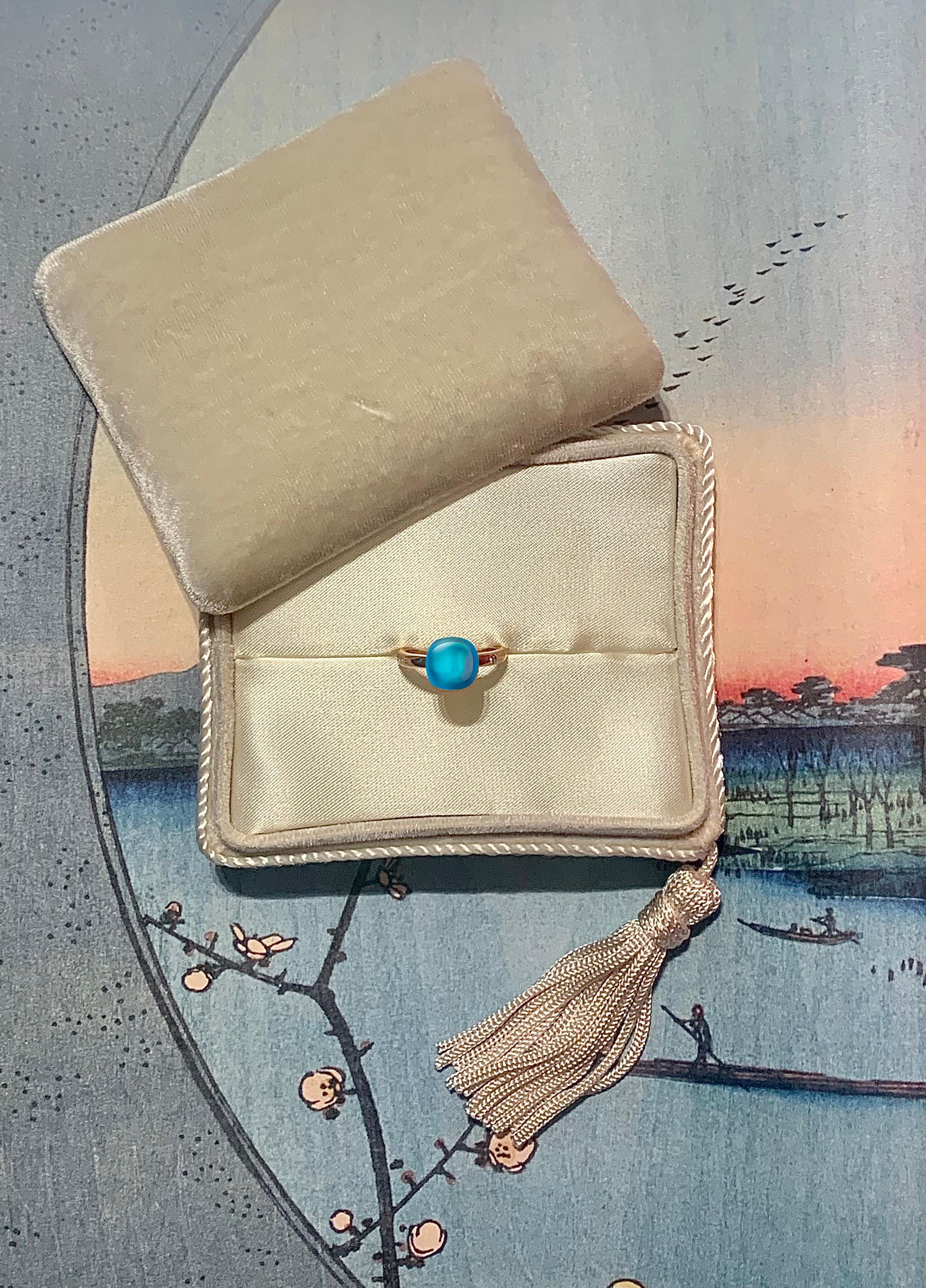 For Sale:  Blue Topaz and Turquoise Ring in 18kt Rose Gold by BIGLI  5