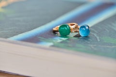 Bague en or rose 18 carats, émeraude et cristal de roche par BIGLI